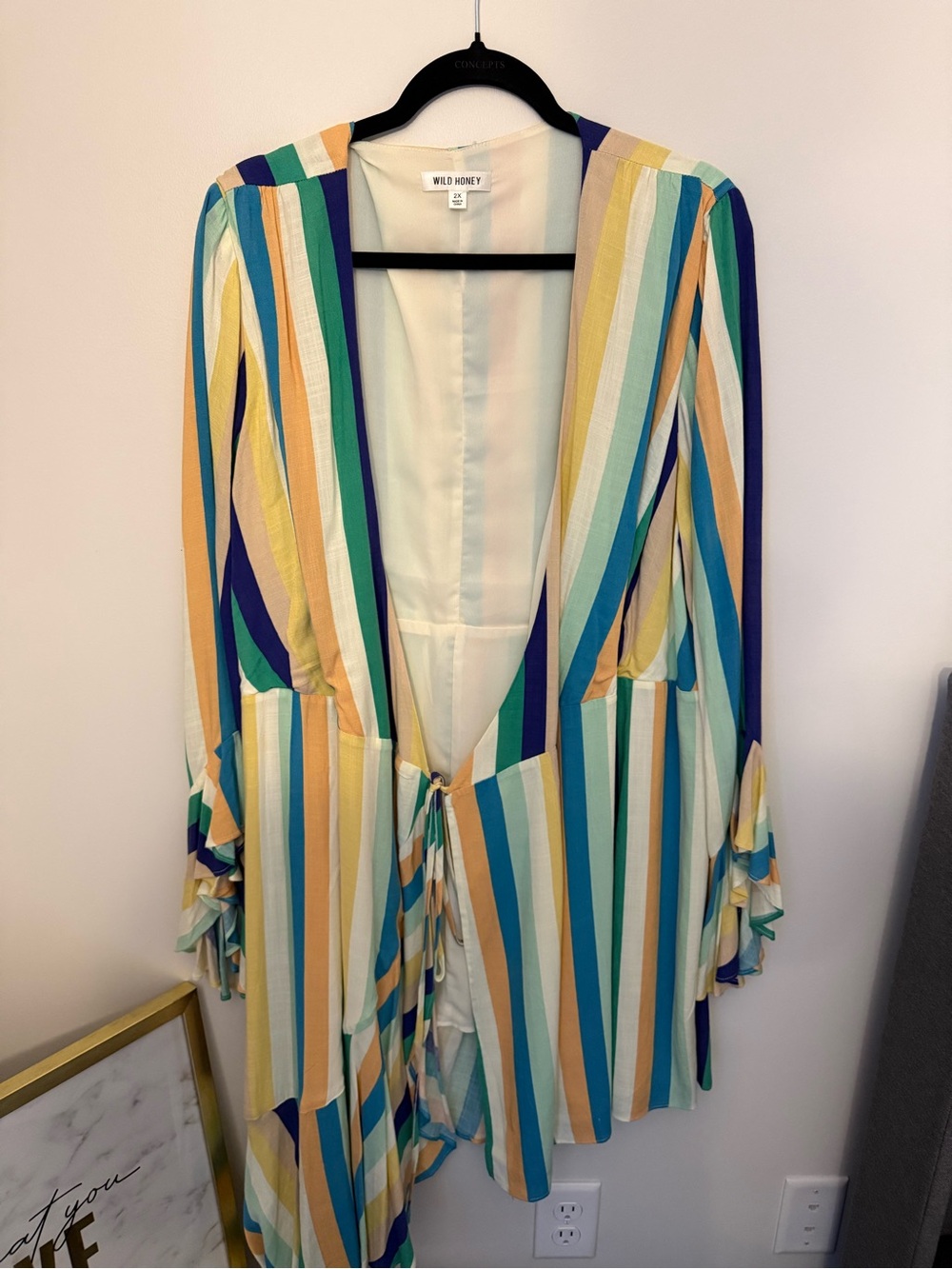 Wild Honey Multicolor Striped Open Front Dress